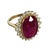Metal 8.94 CTW Vintage Style No-Heat Burmese Ruby & Diamond Halo Ring 18k Yellow Gold, Size 7 For Sale - Image 7 of 12