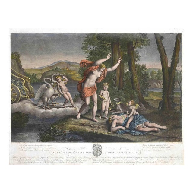 Nicola Aureli, Venus Throws Herself from the Chariot, Etching, 19th-Century For Sale