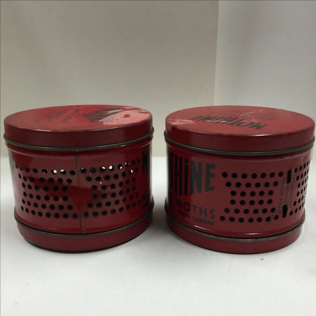 Vintage Red Mothine Tins - A Pair For Sale - Image 5 of 7