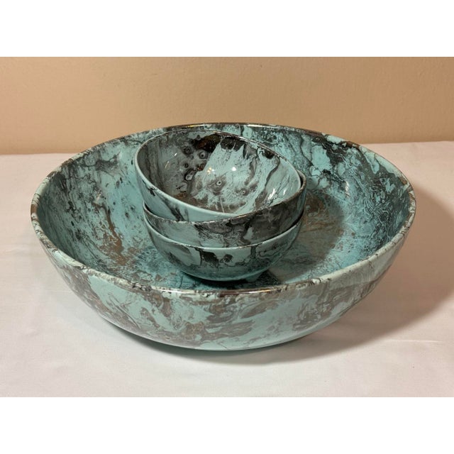 Mid 20th Century Santa Anita Ware Mist Turquoise & Platinum