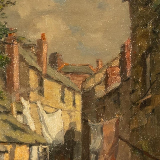 Antique American California Impressionist Oil Canvas Painting St. Ives Cornwall by Anna Althea Hills, 1910 For Sale - Image 9 of 13