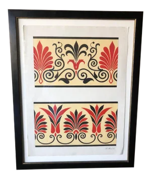 Italian Antique Gouache Painting - Etruscan Frieze