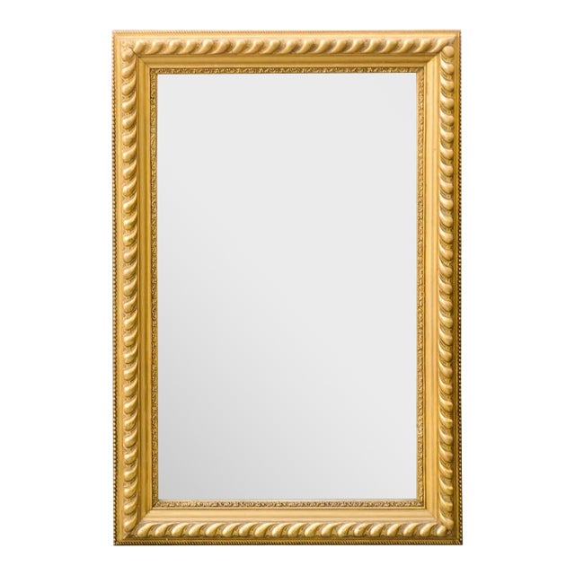 French Rectangular Giltwood Mirror with Gadrooned and Beaded Frame, circa 1900 For Sale