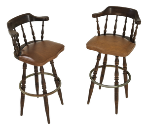 Vintage Italian Pizzetti Roma Wooden Stools, 1970s, Set of 2