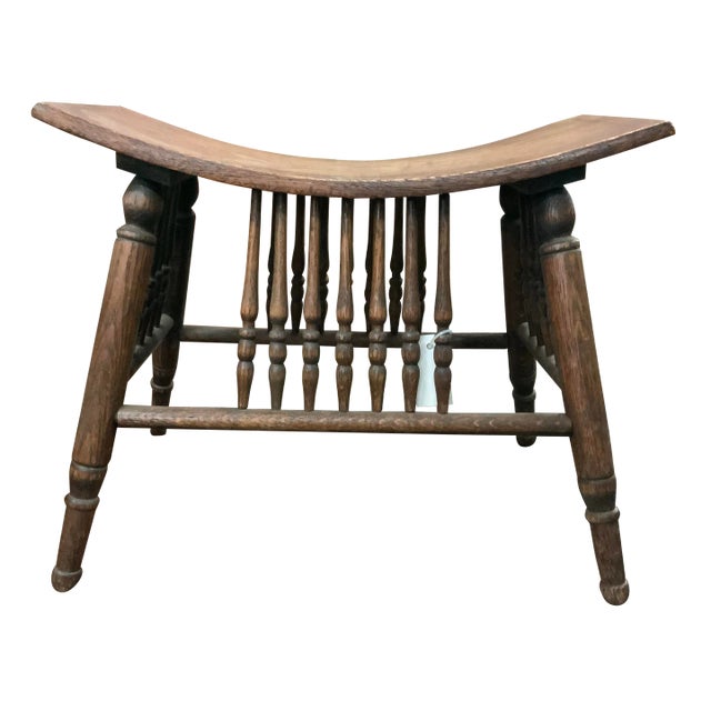 Early 19th Century Petite Carved Wood Saddle Stool For Sale