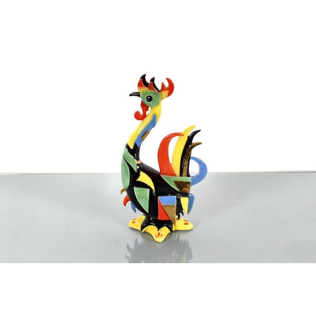 1960s Mid-Century Multicolored Hand-Glazed Ceramic Rooster by by G. Girardi, Italy, 1960s For Sale - Image 5 of 11