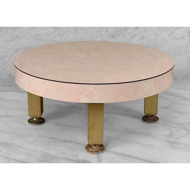Mid-Century Pink Marbled Formica Round Plant Stand For Sale - Image 4 of 8