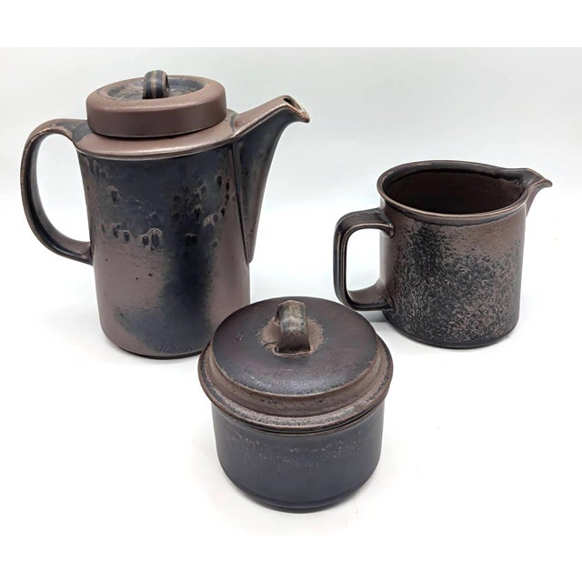 1960s Arabia Finland Stoneware "Ruska" Coffee Service Set Designed by Ulla Procopé, 15 Piece Set (For 6) For Sale - Image 12 of 15