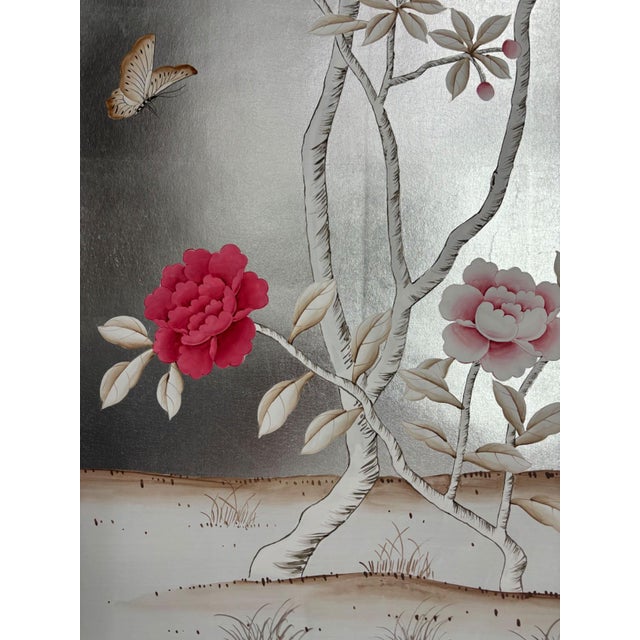 If you love the look of De Gournay wallpaper but not the price, this is for you. Hand-Painted Silver Metallic Mural,...