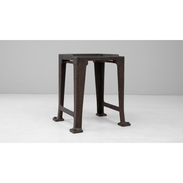 Mid 20th Century Mid 20th Century French Cast Iron Industrial Work Table With Brass Top For Sale - Image 5 of 18
