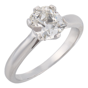 1950s Gia 1.09 Carat Old Mine Cut Diamond Platinum Solitaire Ring, Size 5.25