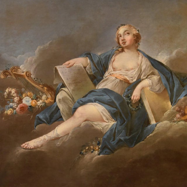 Rococo Pierre Charles Trémolières, Allegory of Poetry, 1730, Oil on Canvas, Framed For Sale - Image 3 of 13