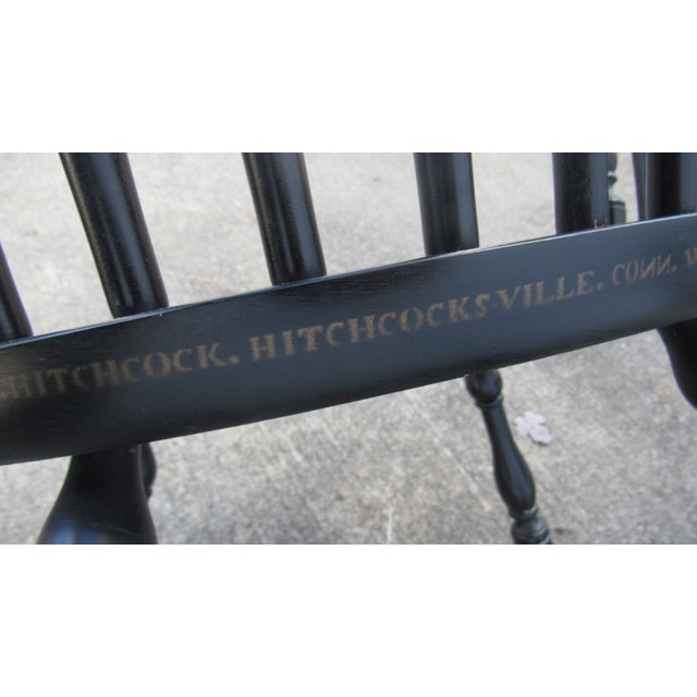 1980s 1980s Pair Hitchcock Black Farmhouse Chairs Signed Dining Room Chairs For Sale - Image 5 of 8