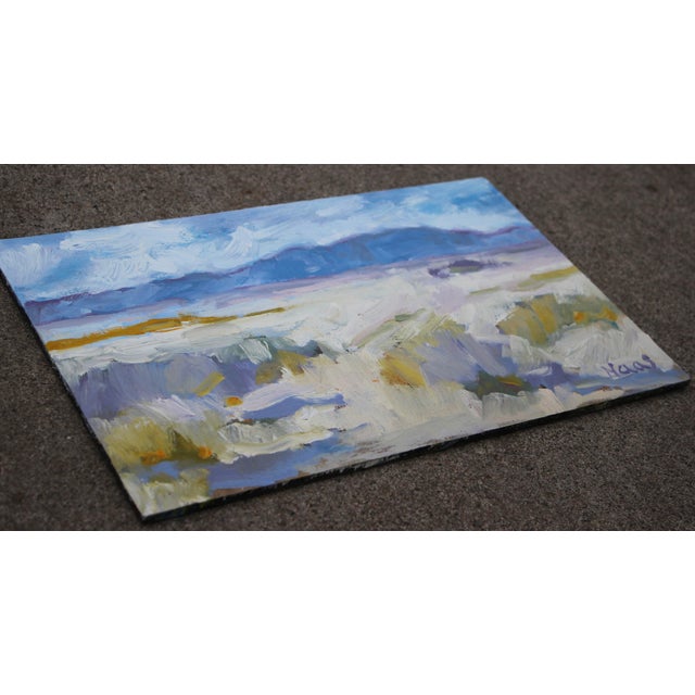 12 x 7 1/2 oil on masonite panel Oil painting on masonite panel, signed “Haas.” This impressionistic abstract desert scene...