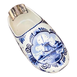 Vintage Hand Painted Delft Ceramic “Dutch Wooden Shoe” Ashtray