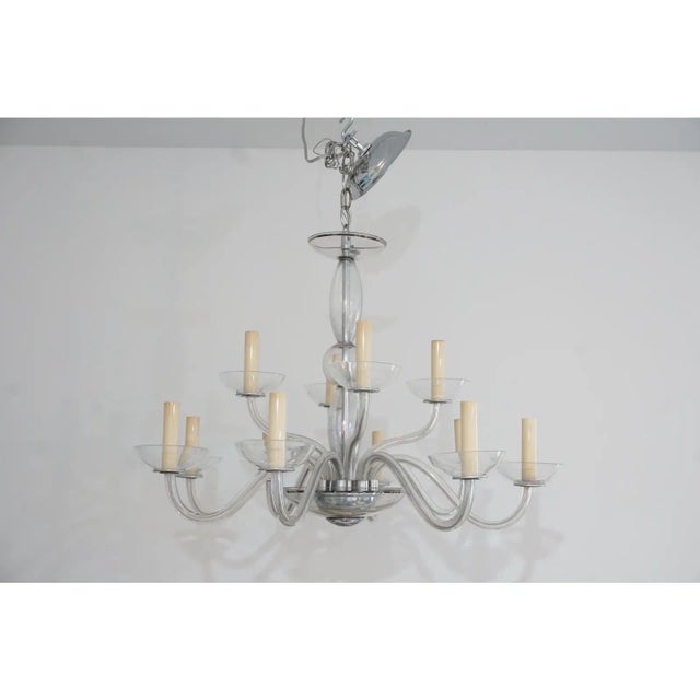 1940s Chandelier 12 Arm Czechoslovakian Glass For Sale - Image 4 of 13