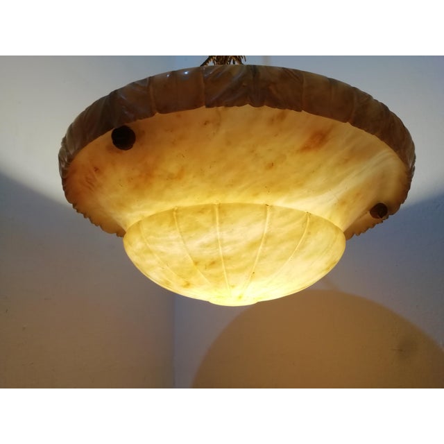 Victorian Style Alabaster Pendant Lamp, 1930s For Sale - Image 4 of 12