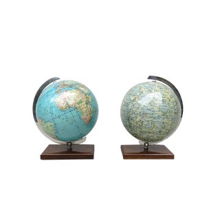 Earth & Moon Globes from Columbus Publishing House, 1960s, Set of 2 For Sale