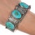 Mid-Century Modern 6 5/8" 60's-70's Navajo sterling turquoise feather cuff bracelet For Sale - Image 3 of 10
