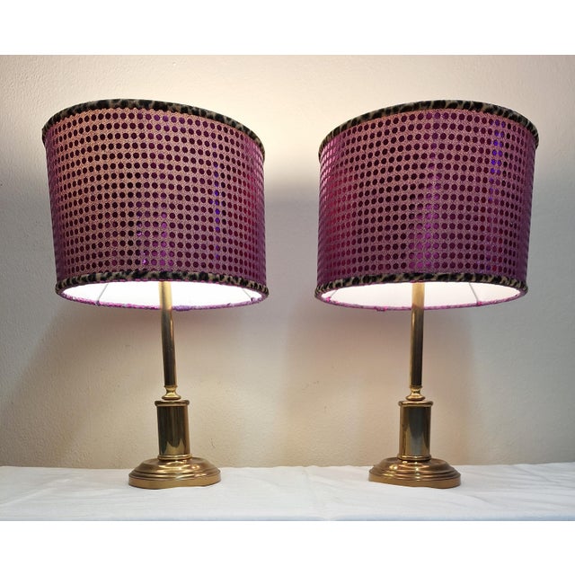 1970s Vintage Table Lamps with Brass Base and Handmade Lampshade from Lamplove, 1970s, Set of 2 For Sale - Image 5 of 10
