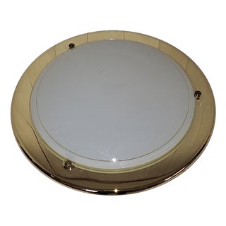 Vintage Ceiling Lamp with Brass Frame and Frosted Glass Shade by Hufnagel Leuchten, 2000s For Sale
