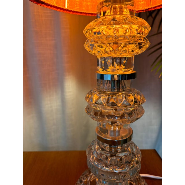 Red Crystal Glass Night Lamp by Carl Fagerlund for Orrefors, Sweden, 1960s For Sale - Image 8 of 12