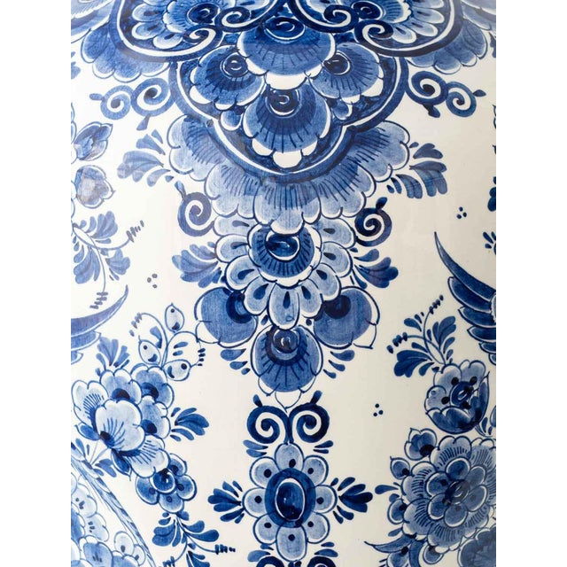 Monumental Hand-Painted Delft Blue and White Earthenware Vase by Velsen, 1950s For Sale - Image 6 of 10