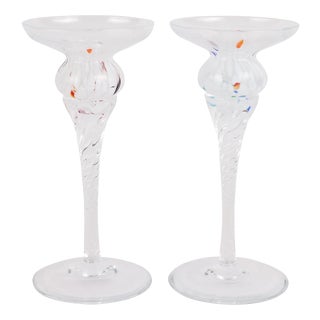 VIETRI Chiara White Short Candlesticks - Set of 2 For Sale