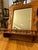 Brown 1950’s Solid Oak Framed Beveled Wall Mirror With Gallery Shelf and Carved Appliqué For Sale - Image 8 of 11