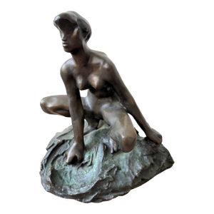 French Bronze Sculpture After Auguste Rodin. Titled Seated Nude.