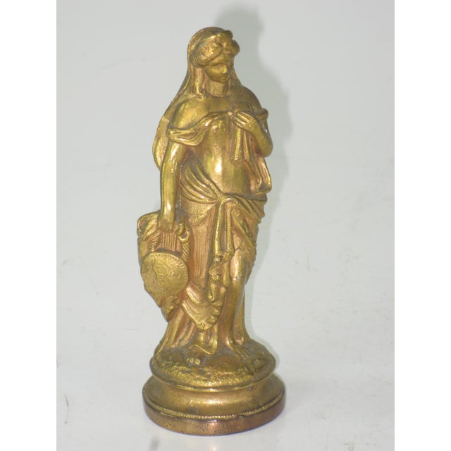 Neoclassical Lady Statue Antique Gold-Plated Spelter Gilded Sculpture Fennel, Clock Part For Sale - Image 15 of 15