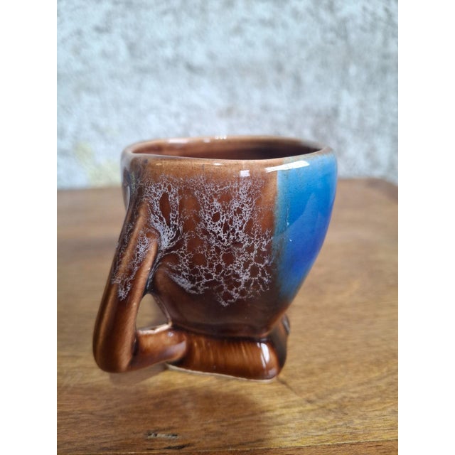Art Deco Vallauris Coffee Service with Cobalt Blue Flamed Glaze, 1950s, Set of 15 For Sale - Image 6 of 18