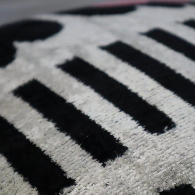 Contemporary Pink Black Handmade Silk Throw Pillow With Down Insert For Sale In San Francisco - Image 6 of 9