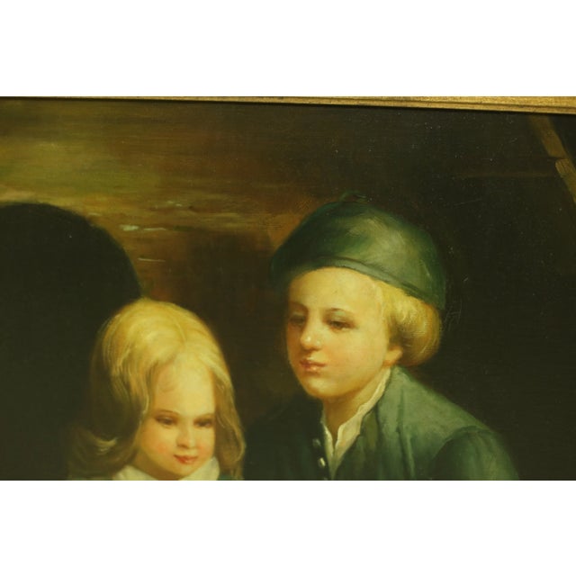 Paint Framed Oil Painting on Canvas ~ Children W. Dogs For Sale - Image 7 of 9