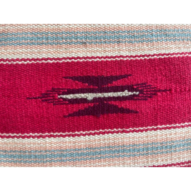 Rustic 1980s Chimayo Small Navajo Red Geometric Weaving For Sale - Image 3 of 4