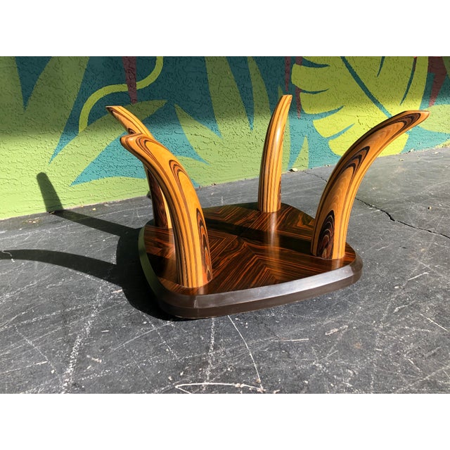 Mid 20th Century Henredon Zebrawood Faux Tusk Coffee Table on Casters For Sale - Image 5 of 6