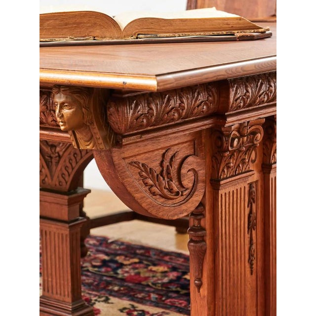 Neo-Gothic Carved Oak Extendable Table For Sale - Image 12 of 13