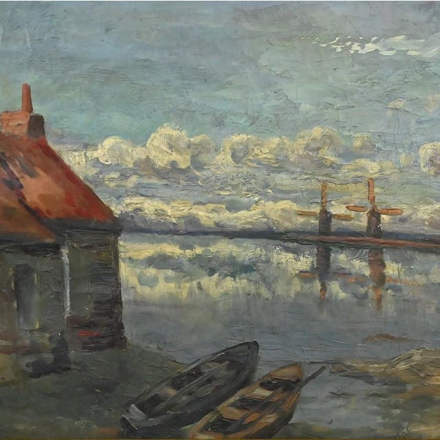 This oil painting by the Belgian artist Willem Delsaux (1862–1945) is firmly rooted in the naturalist tradition that...