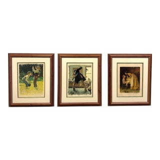 1970s Norman Rockwell Tom Sawyer Suite of 3 Framed Limited-Edition Collotypes For Sale