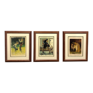 1970s Norman Rockwell Tom Sawyer Suite of 3 Framed Limited-Edition Collotypes