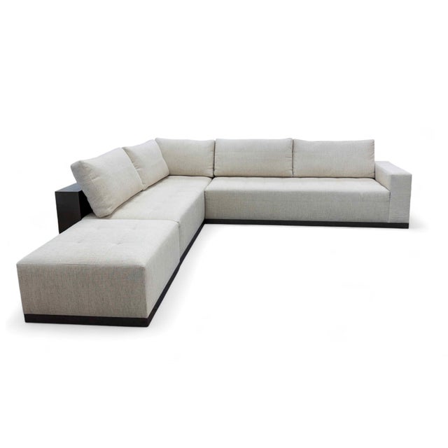 2010s Adriana Hoyos Chocolate L-Shaped Sofa Sectional With Ottoman For Sale - Image 5 of 17