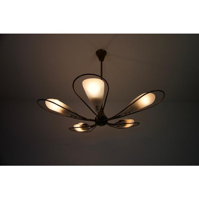 Mid-Century Italian Brass 5-Arm Sputnik Chandelier, 1950s For Sale - Image 16 of 18