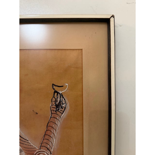 1950s Vintage 1958 Modernist Figurative Drawing - Signed For Sale - Image 5 of 8