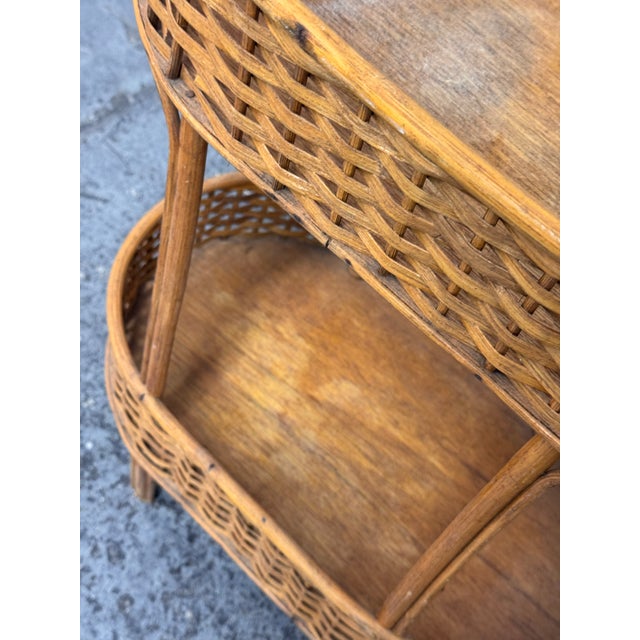Wood Rattan Accent Table, Mid 20th Century For Sale - Image 7 of 12