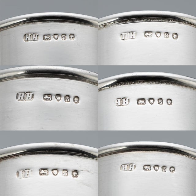Vintage English Silver Napkin Rings, 1933, Set of 6 For Sale - Image 4 of 5