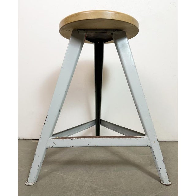 Industrial Grey Workshop Stool, 1960s For Sale - Image 13 of 16
