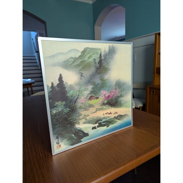 1980s Vintage Japanese Four Seasons Sansui Landscape Prints - Set of 4 For Sale - Image 15 of 17