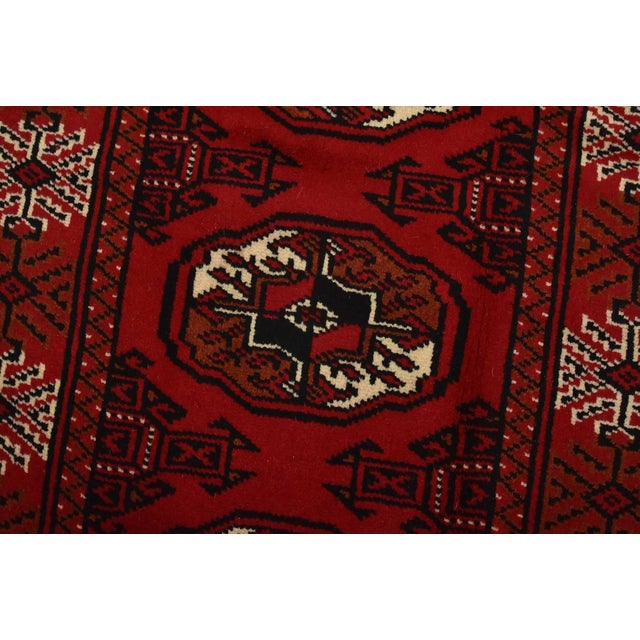 Turkmen Runner 2’5” X 9’6” Red Wool Vintage Tribal Hand-Knotted Oriental Rug For Sale - Image 4 of 12