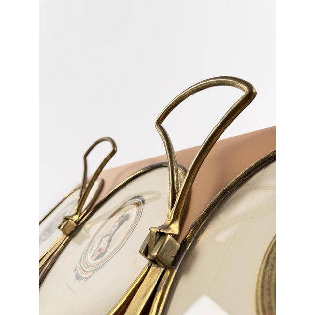 Mid-Century Modern Italian Wall Coat Rack with Brass Oval Frames , 1960s For Sale - Image 9 of 18