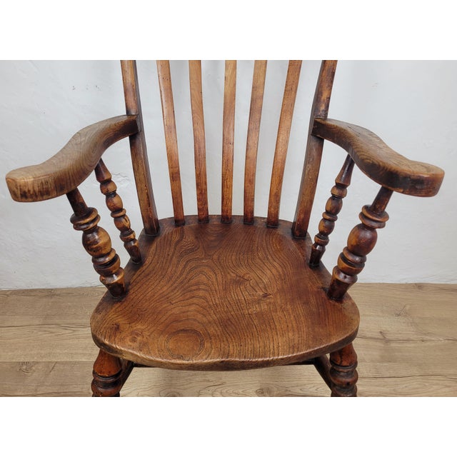 Wood Windsor Kitchen Armchair in Elm, 1880 For Sale - Image 7 of 16